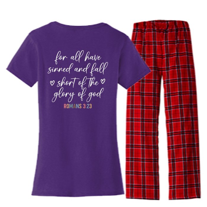 We All Need Jesus Romans 3:23 Christian Bible Verse Front & Back Women's Flannel Pajama Set