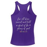 We All Need Jesus Romans 3:23 Christian Bible Verse Front & Back Ladies PosiCharge Competitor Racerback Tank