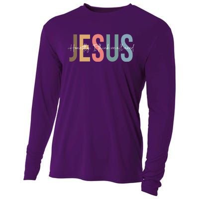 We All Need Jesus Romans 3:23 Christian Bible Verse Front & Back Cooling Performance Long Sleeve Crew