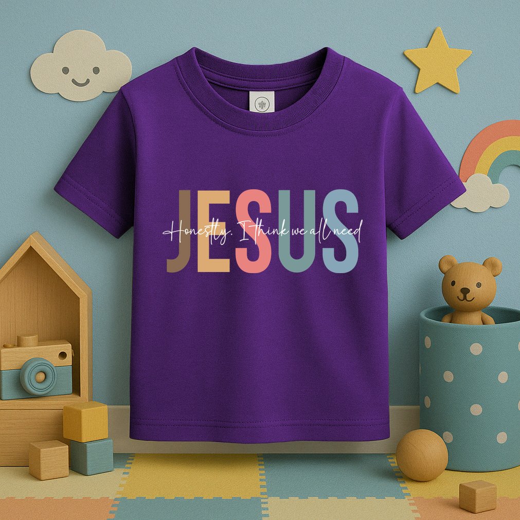 We All Need Jesus Romans 3:23 Christian Bible Verse Front & Back Toddler T-Shirt