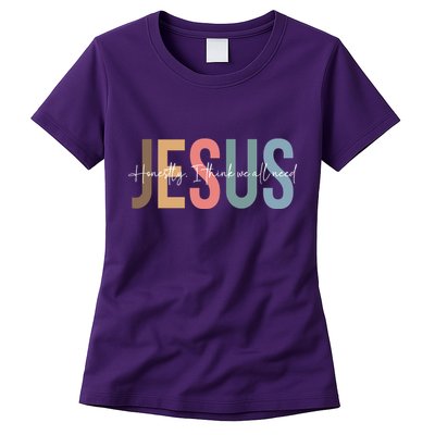 We All Need Jesus Romans 3:23 Christian Bible Verse Front & Back Womens T-Shirt