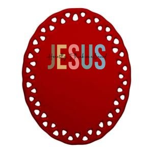 We All Need Jesus Romans 3:23 Christian Bible Verse Front & Back Ceramic Oval Ornament