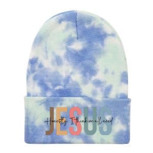 We All Need Jesus Romans 3:23 Christian Bible Verse Front & Back Tie Dye 12in Knit Beanie