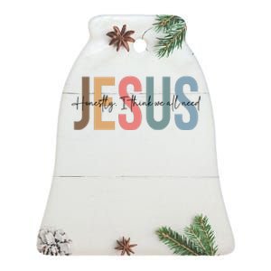 We All Need Jesus Romans 3:23 Christian Bible Verse Front & Back Ceramic Bell Ornament