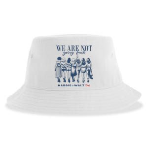 We Are Not Going Back Vote Harris Walz Sustainable Bucket Hat