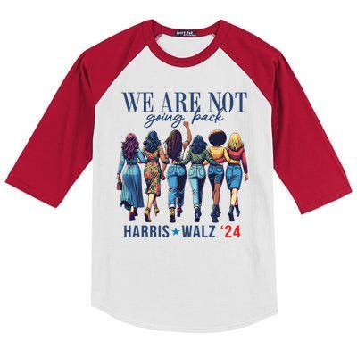 We Are Not Going Back Kamala Harris Waltz 24 Madam President Kids Colorblock Raglan Jersey