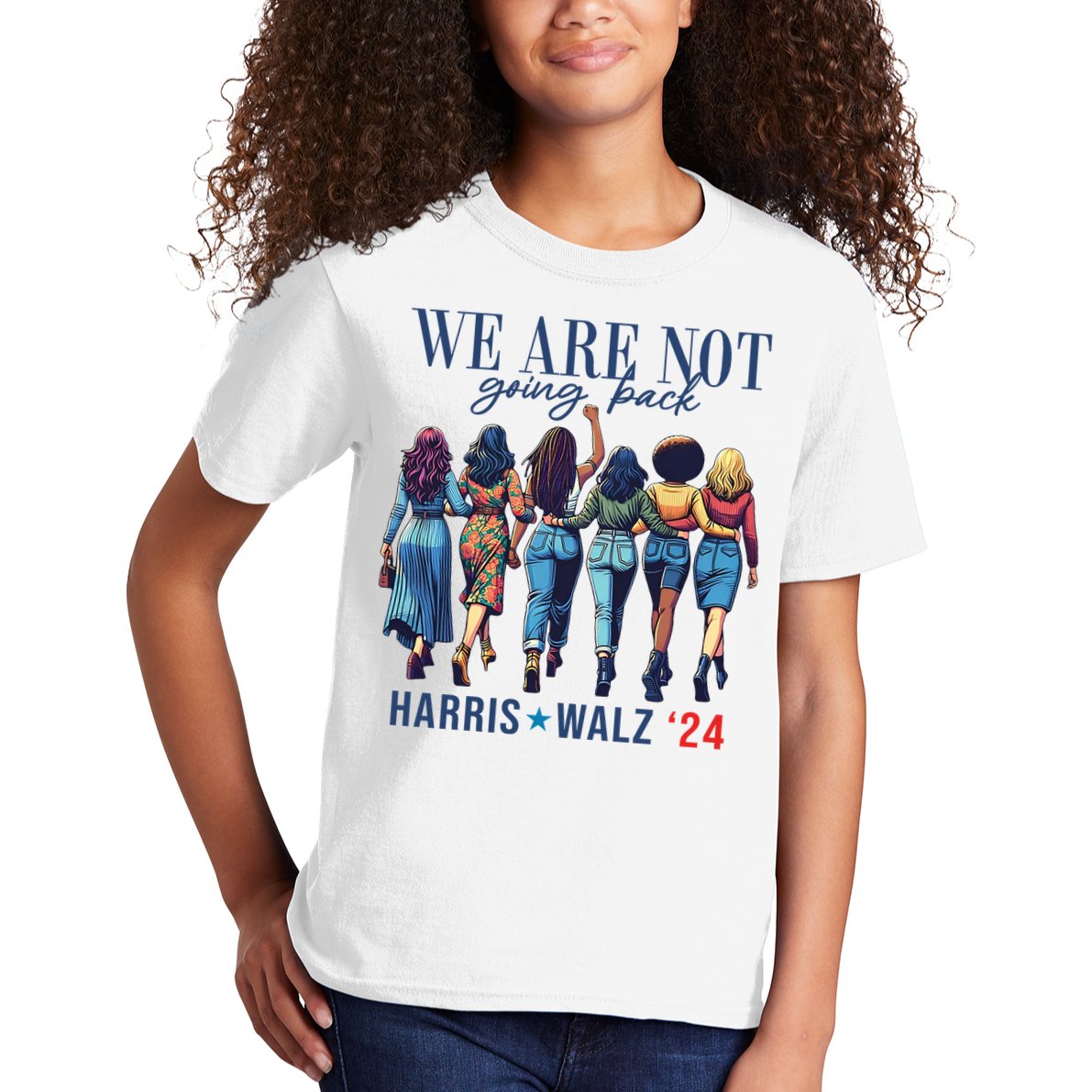 We Are Not Going Back Kamala Harris Waltz 24 Madam President Kids T-Shirt