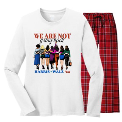 We Are Not Going Back Kamala Harris Waltz 24 Madam President Women's Long Sleeve Flannel Pajama Set 