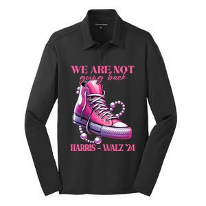 We Are Not Going Back Vote Harris Democratic Election 2024 Gift Silk Touch Performance Long Sleeve Polo