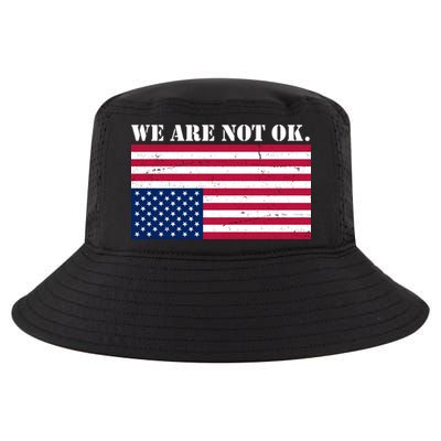 We Are Not Ok Upside Down American Flag Cool Comfort Performance Bucket Hat