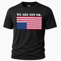 We Are Not Ok Upside Down American Flag Performance Shirt
