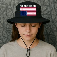 We Are Not Ok Upside Down American Flag Bucket Hat