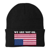 We Are Not Ok Upside Down American Flag Beanie