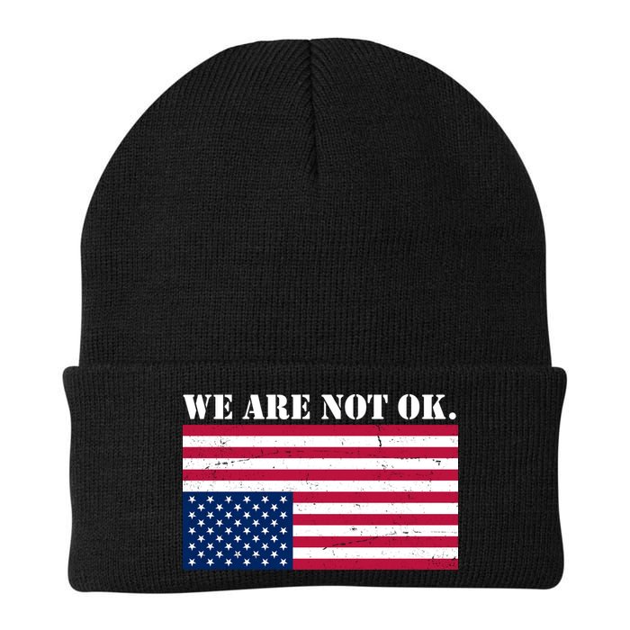 We Are Not Ok Upside Down American Flag Beanie