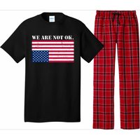 We Are Not Ok Upside Down American Flag Pajama Set