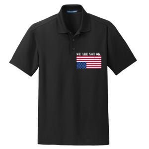 We Are Not Ok Upside Down American Flag Dry Zone Grid Polo