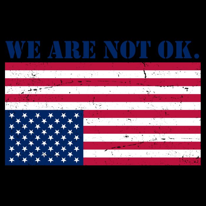 We Are Not Ok Upside Down American Flag Baseball Sleeve Shirt