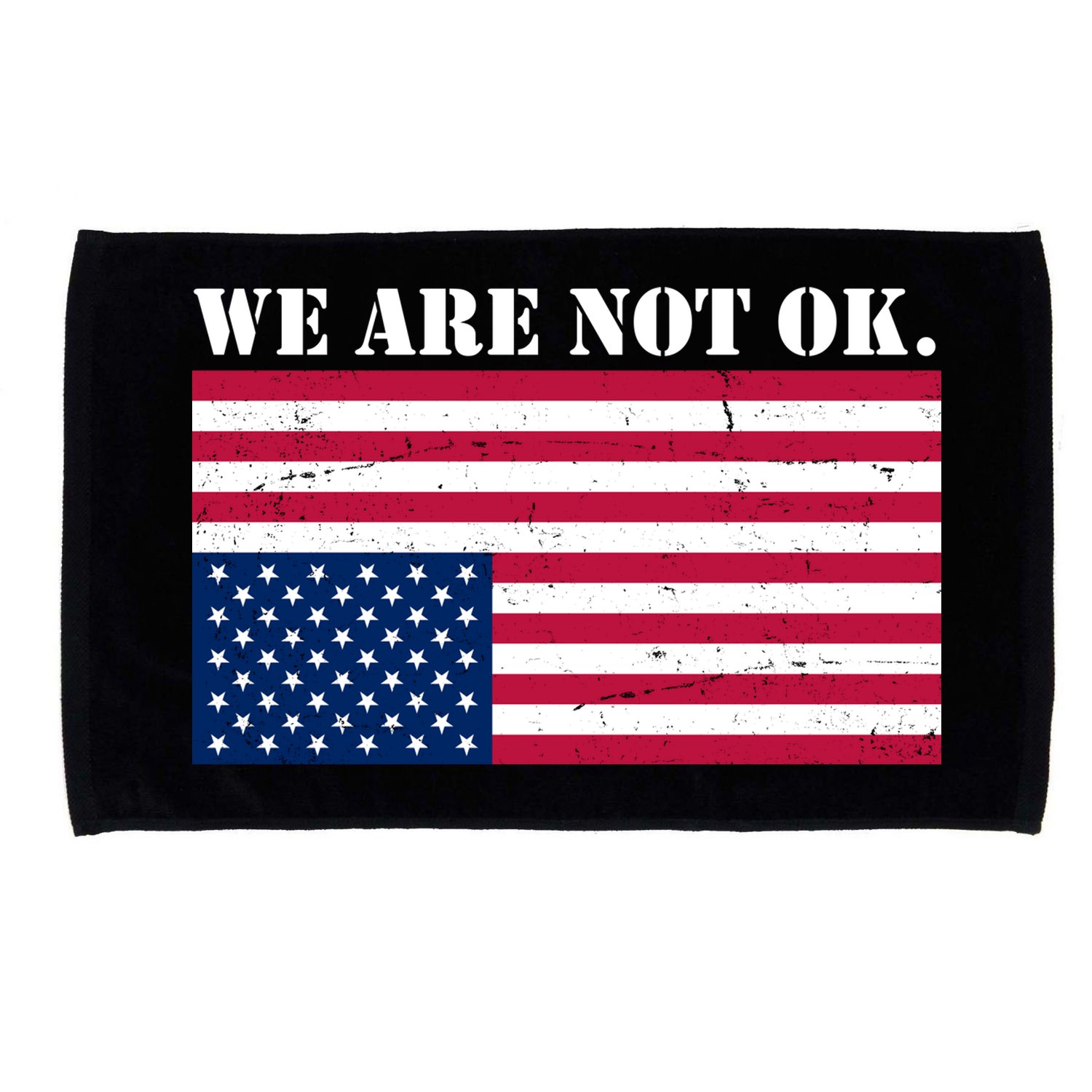 We Are Not Ok Upside Down American Flag Microfiber Hand Towel