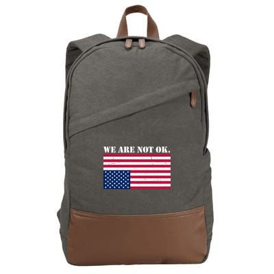 We Are Not Ok Upside Down American Flag Cotton Canvas Backpack
