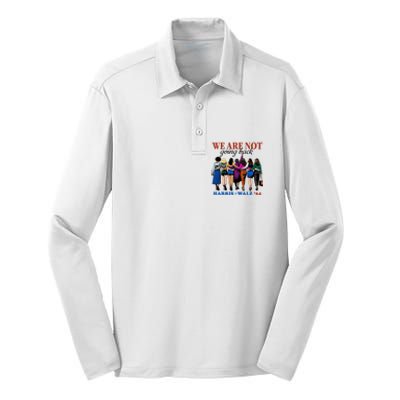 We Are Not Going Back Kamala Harris Waltz 24 Madam President Silk Touch Performance Long Sleeve Polo