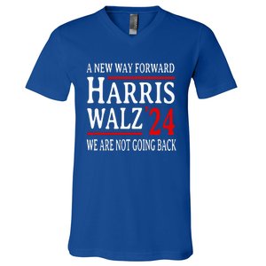 We Are Not Going Back Pro Kamala Harris Harris Walz 2024 V-Neck T-Shirt