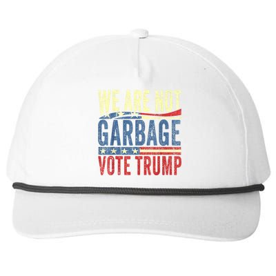 We Are Not Garbage Vote Trump For President 2024 Trump Vance Snapback Five-Panel Rope Hat