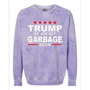 We Are Not Garbage Vote Trump 2024 Funny Quote Biden Colorblast Crewneck Sweatshirt