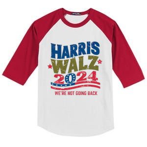 We Are Not Going Back Kamala Harris Tim Walz President Kids Colorblock Raglan Jersey