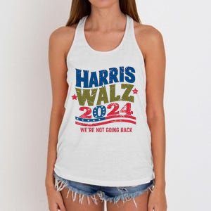 We Are Not Going Back Kamala Harris Tim Walz President Women's Knotted Racerback Tank