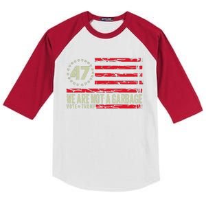 We Are Not A Garbage Votetrump 2024 Kids Colorblock Raglan Jersey