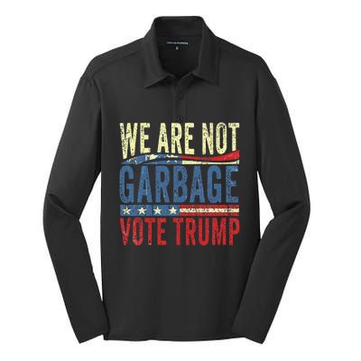 We Are Not Garbage Vote Trump For President 2024 Trump Vance Silk Touch Performance Long Sleeve Polo