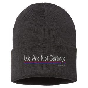 We Are Not Garbage Vote Trump 2024 Funny Garbage For Trump Sustainable Knit Beanie