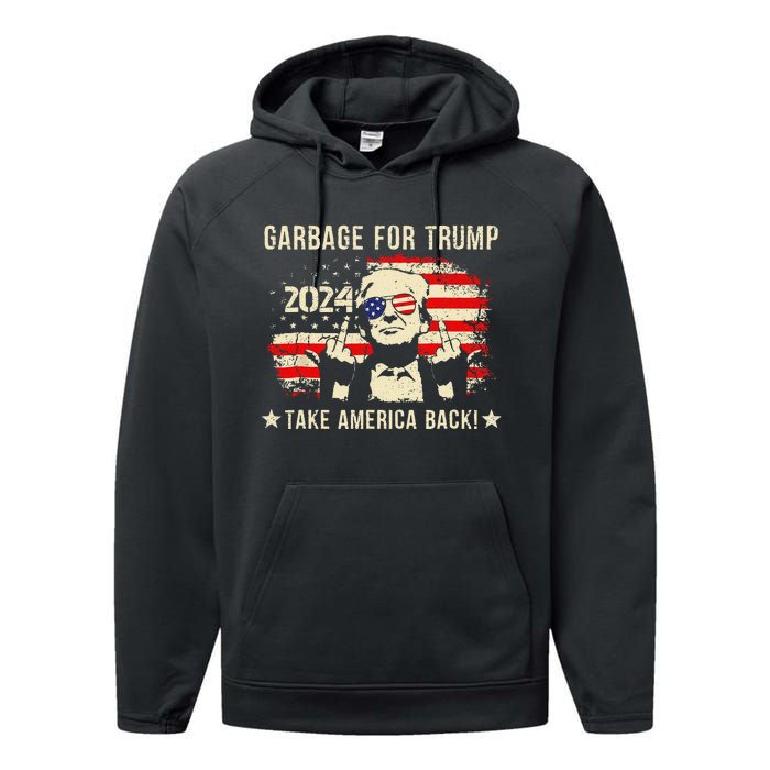 We Are Not Garbage Votetrump 2024 Trump Supporter Garbage Performance Fleece Hoodie