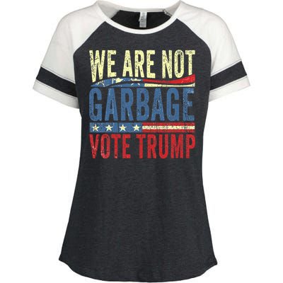 We Are Not Garbage Vote Trump For President 2024 Trump Vance Enza Ladies Jersey Colorblock Tee