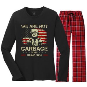 We Are Not Garbage Vote Trump Women's Long Sleeve Flannel Pajama Set 