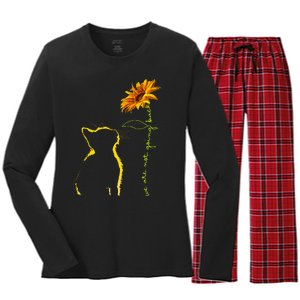 We Are Not Going Back Cat Sunflower Design Women's Long Sleeve Flannel Pajama Set 