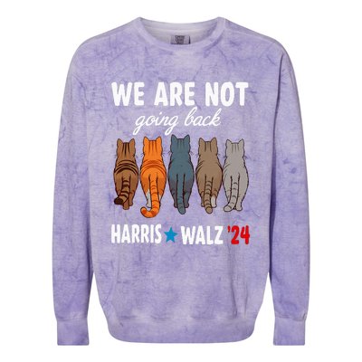 We Are Not Going Back Kamala Harris Waltz 24 Cat Ladies Colorblast Crewneck Sweatshirt