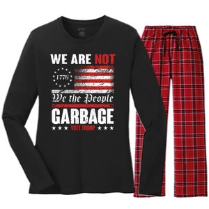 We Are Not Garbage Vote Trump Women's Long Sleeve Flannel Pajama Set 