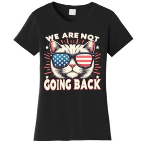 We Are Not Going Back Us Election Day 2024 America Flag Cat Women's T-Shirt