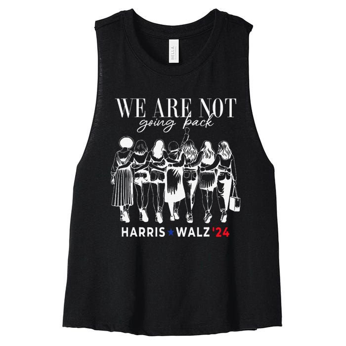 We Are Not Going Back Kamala Harris Walz 24 Madam President Women's Racerback Cropped Tank