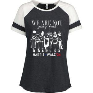 We Are Not Going Back Kamala Harris Walz 24 Madam President Enza Ladies Jersey Colorblock Tee