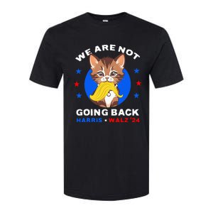 We Are Not Going Back Kamala Harris Walz 2024 Funny Cat Lady Softstyle CVC T-Shirt