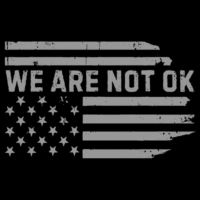 We Are Not Ok Usa Flag Upside Down Flexfit Unipanel Trucker Cap
