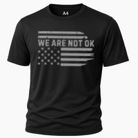 We Are Not Ok Usa Flag Upside Down Cooling Performance Crew T-Shirt