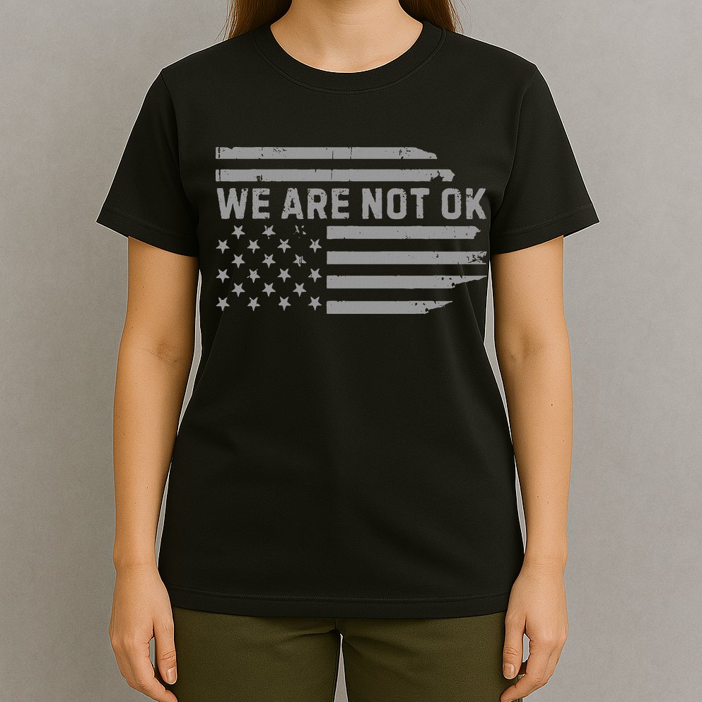 We Are Not Ok Usa Flag Upside Down T-Shirt