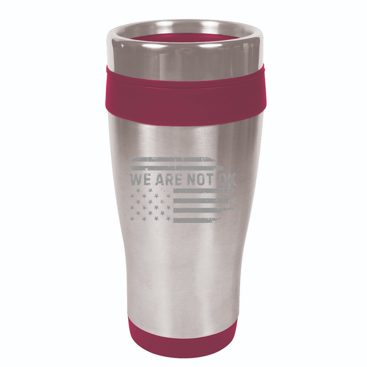 We Are Not Ok Usa Flag Upside Down 16oz Travel Tumbler