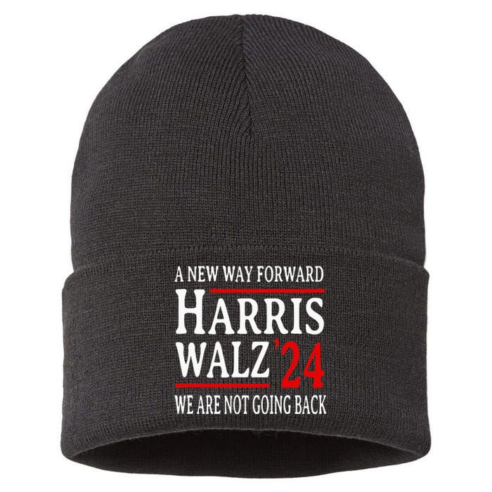 We Are Not Going Back Pro Kamala Harris Harris Walz 2024 Sustainable Knit Beanie