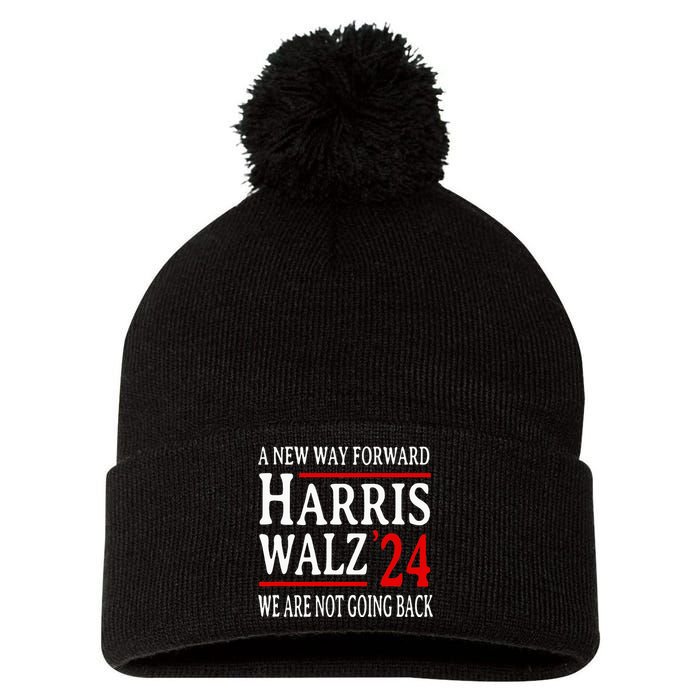 We Are Not Going Back Pro Kamala Harris Harris Walz 2024 Pom Pom 12in Knit Beanie