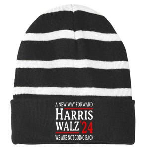 We Are Not Going Back Pro Kamala Harris Harris Walz 2024 Striped Beanie with Solid Band