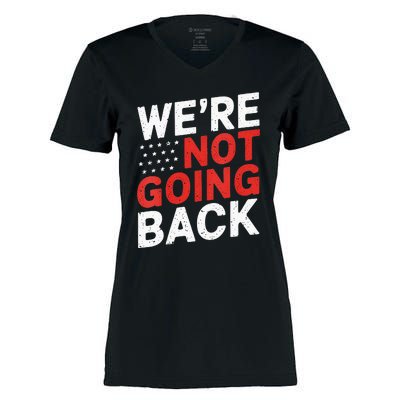 We Are Not Going Back Kamala Harris Waltz 24 Women's Momentum V-Neck T-Shirt